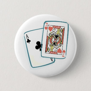 Ace and Jack Poker Cards 6 Cm Round Badge