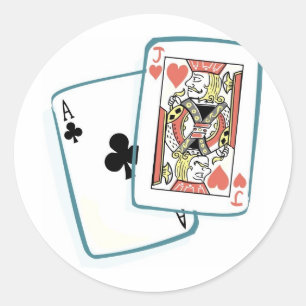 Ace and Jack Poker Cards Classic Round Sticker