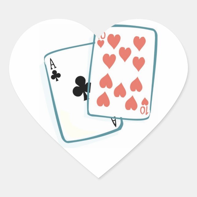 Ace and Ten of Hearts Playing Cards Wedding Hearts Heart Sticker (Front)
