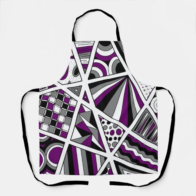 Ace Asexual Pride Zen Doodle Modern Abstract Purpl Apron (Front)