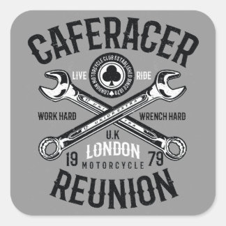 Ace Cafe Racer Reunion Work Hard Wrench Hard Ride Square Sticker