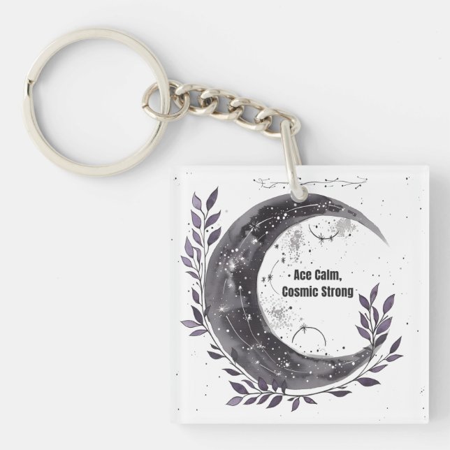 Ace Calm Cosmic Strong – Asexual Pride LGBTQ Key Ring (Front)