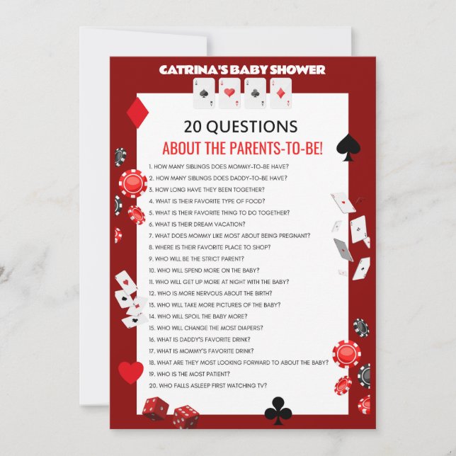 Ace Casino Baby Shower - Editable Name, 5x7 Invitation (Front)