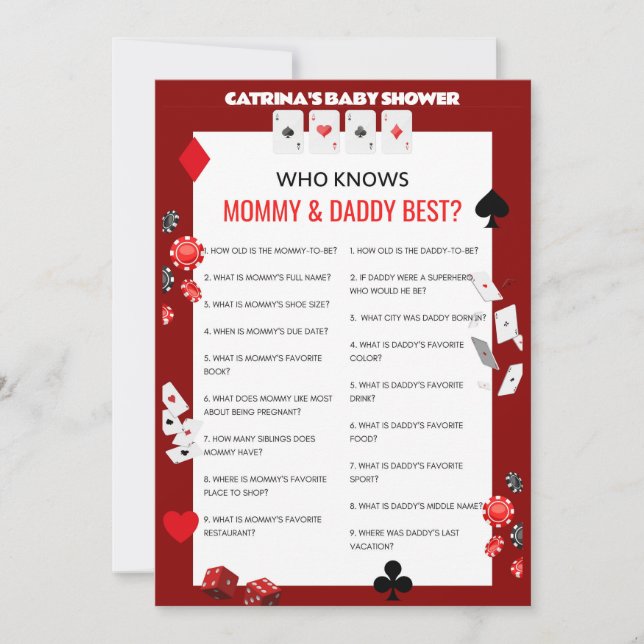 Ace Casino Baby Shower - Editable Name, 5x7 Invitation (Front)