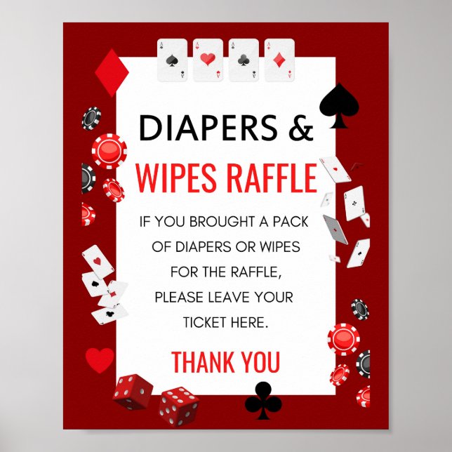 Ace Casino Baby Shower Game Sign (Front)
