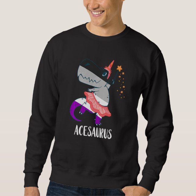 Ace Dancing T-Rex Tyrannosaurus Asexual Pride Ace  Sweatshirt (Front)