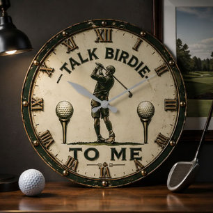 Ace It Golf Vintage Golf Playing Card Decor Golfer Large Clock