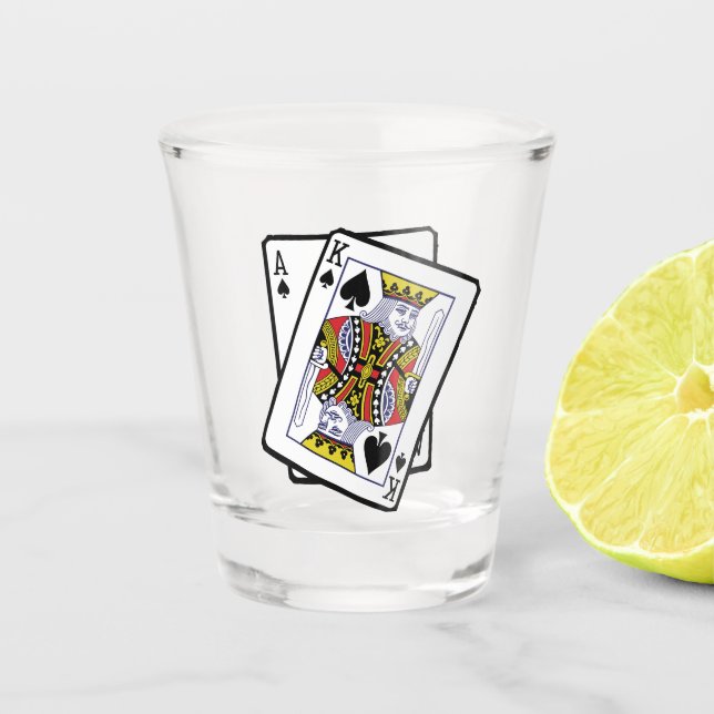 Ace & King of Spades 21st Birthday Shot Glass (Front)