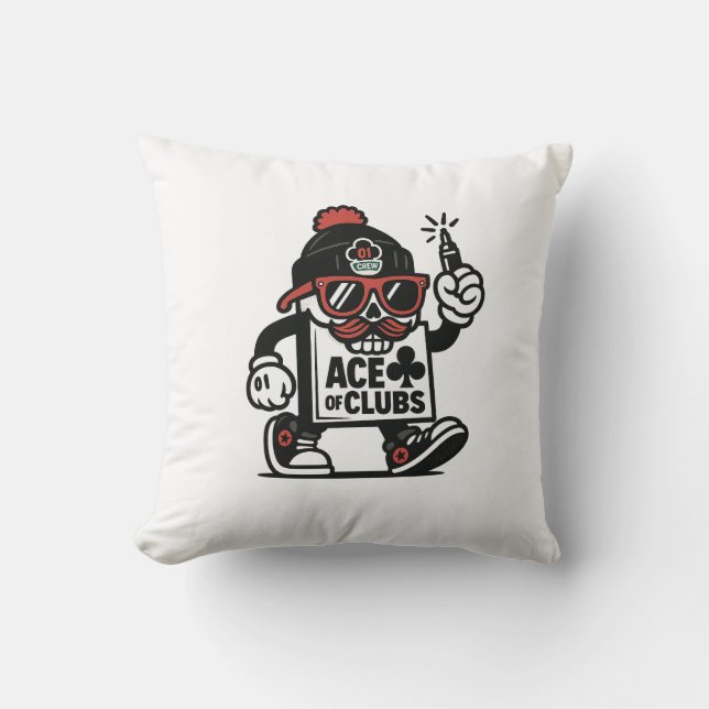 Ace of Clubs Street Mascot — Poker Grind Crew Cushion (Front)