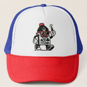 Ace of Clubs Street Mascot — Poker Grind Crew Trucker Hat