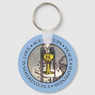 Ace of Cups with Text Key Ring