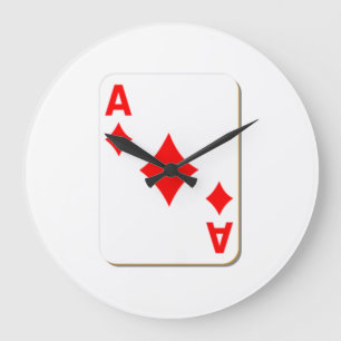 Ace of Diamonds Playing Card Large Clock