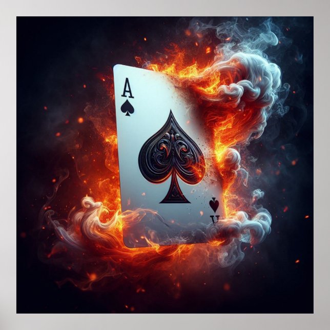 Ace of Flames - Fiery Playing Card Poster (Front)