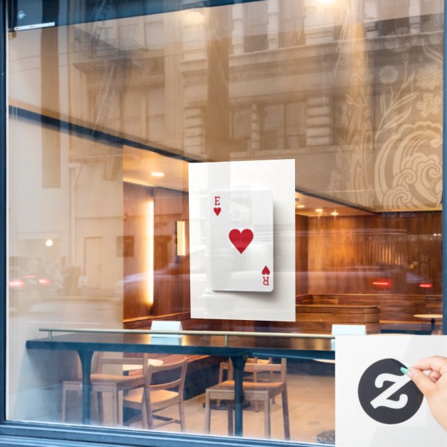 Ace of Hearts Card - Initials Cling (Cafe Window)