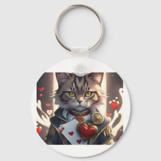 Ace of Hearts Cat Key Ring