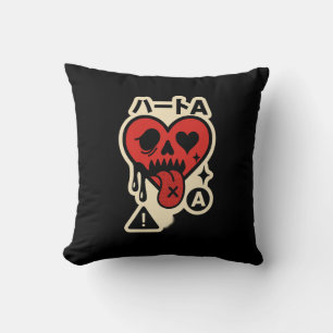 Ace of Hearts — Drip-Heart Katakana (Poker Street) Cushion