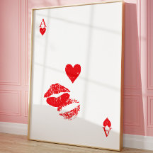 Ace of Hearts Kiss Playing Card Wall 