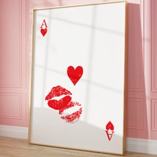 Ace of Hearts Kiss Playing Card Wall  Poster