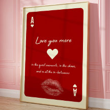 Ace of Hearts Love You More Romantic Playing Card 
