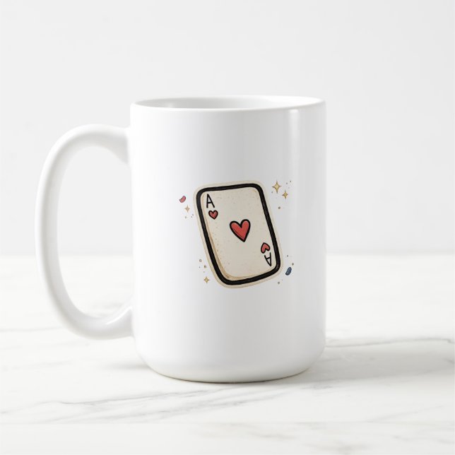 Ace of Hearts Minimal Playing Card Art Coffee Mug (Left)