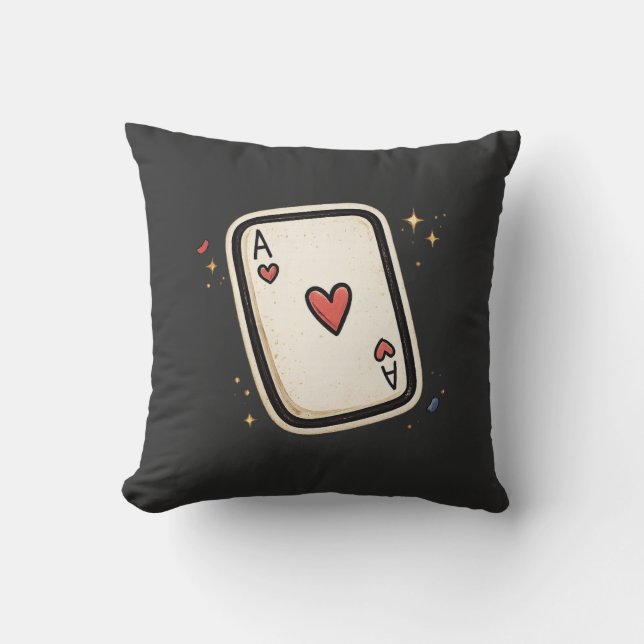 Ace of Hearts Minimal Playing Card Art Cushion (Front)