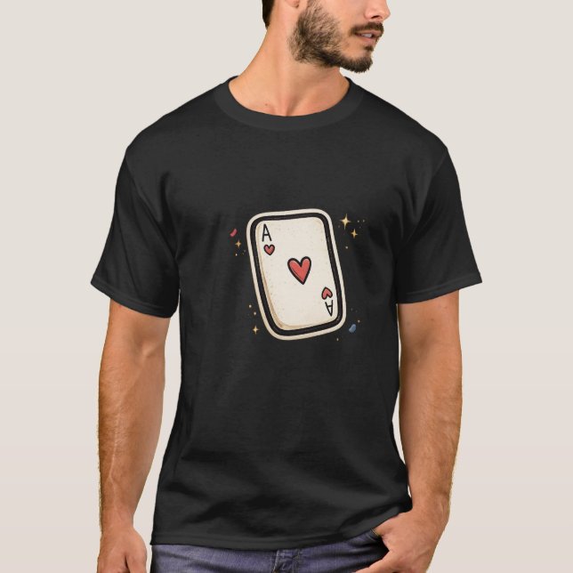 Ace of Hearts Minimal Playing Card Art T-Shirt (Front)