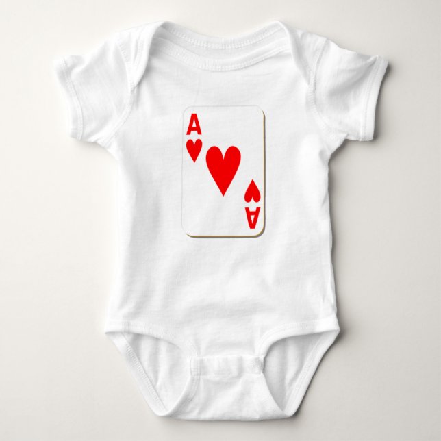 Ace of Hearts Playing Card Baby Bodysuit (Front)