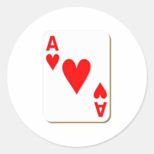 Ace of Hearts Playing Card Classic Round Sticker