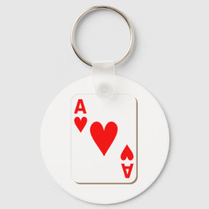 Ace of Hearts Playing Card Key Ring