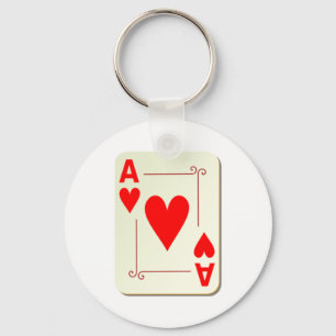 Ace of Hearts Playing Card Key Ring