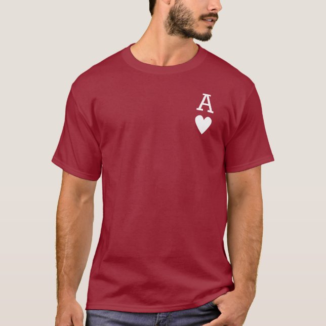 Ace of Hearts - Playing Card Symbol T-Shirt (Front)