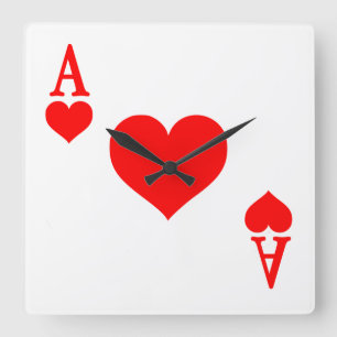 Ace of Hearts Square Wall Clock