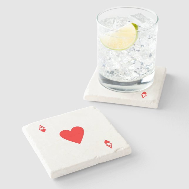 Ace of Hearts Stone Coaster (Side)