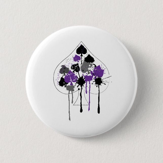 Ace of Spades Aromantic Asexual Pride 6 Cm Round Badge (Front)