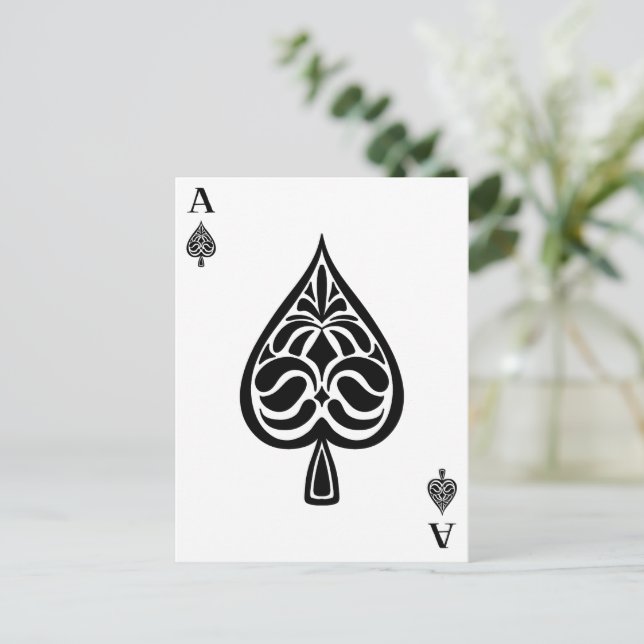 Ace of Spades Black and White Playing Card (Standing Front)