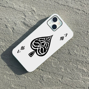 Ace of Spades Black and White Playing Card iPhone 14 Case