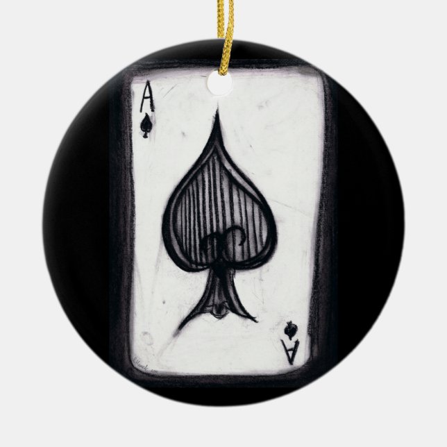 Ace of Spades Ceramic Ornament (Front)