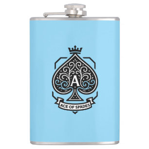 Ace of Spades Crest — Crowned Filigree Hip Flask