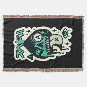 Ace of Spades — Drip-Skull Katakana Throw Blanket