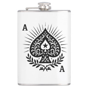 Ace of Spades — Filigree Star & Laurel Hip Flask