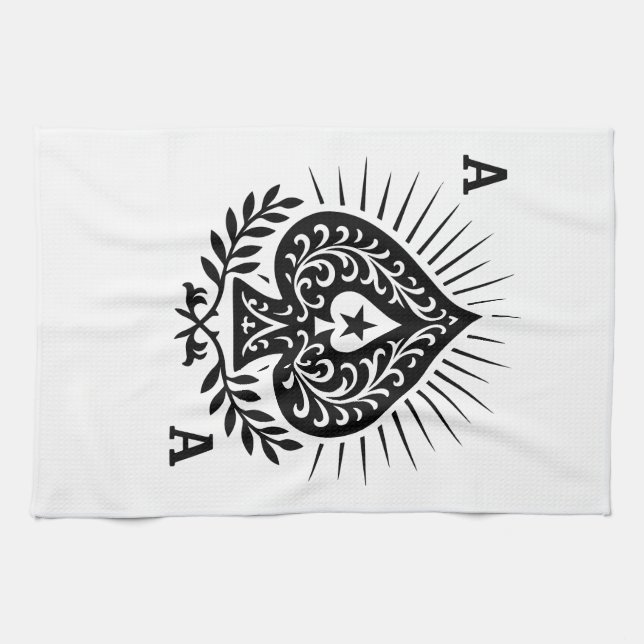 Ace of Spades — Filigree Star & Laurel Tea Towel (Horizontal)