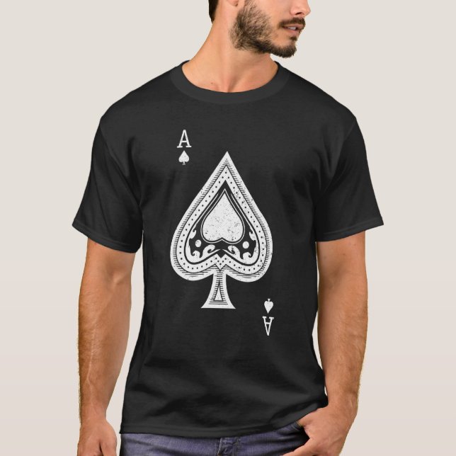 Ace Of Spades For Men Women - Distressed White Pri T-Shirt (Front)