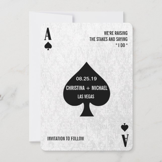 Ace of Spades Modern Chic Photo Save The Date (Front)