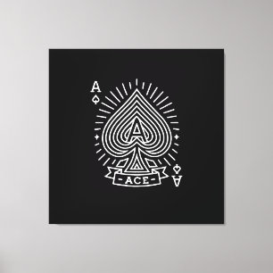 Ace of Spades — Monoline Sunburst Emblem Canvas Print