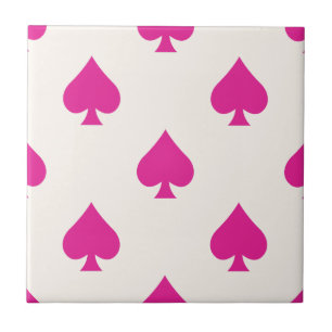 Ace of Spades Pattern Pink Retro Chic Fancy Ceramic Tile