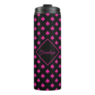 Ace of Spades Pattern with Name Black& Pink Fancy Thermal Tumbler