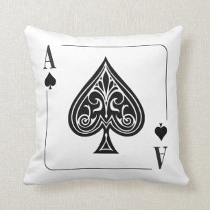 Ace of Spades Playing Card, Poker, Casino Cushion