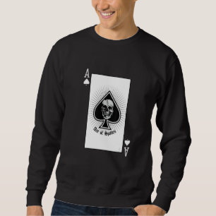 Ace Of Spades Playing Card With Skeleton Halloween Sweatshirt