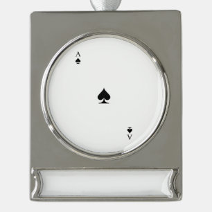Ace of Spades Silver Plated Banner Ornament