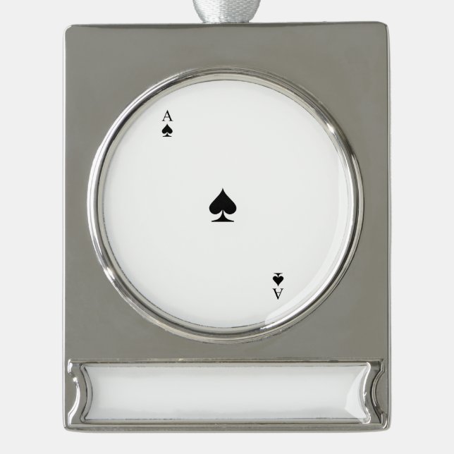 Ace of Spades Silver Plated Banner Ornament (Front)